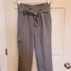GRAY PAPERBAG DRESS PANTS